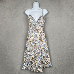 Magnolia Dress Womens‎ S Cream Floral Ruffle Tiered Babydoll Cottagecore Fairy